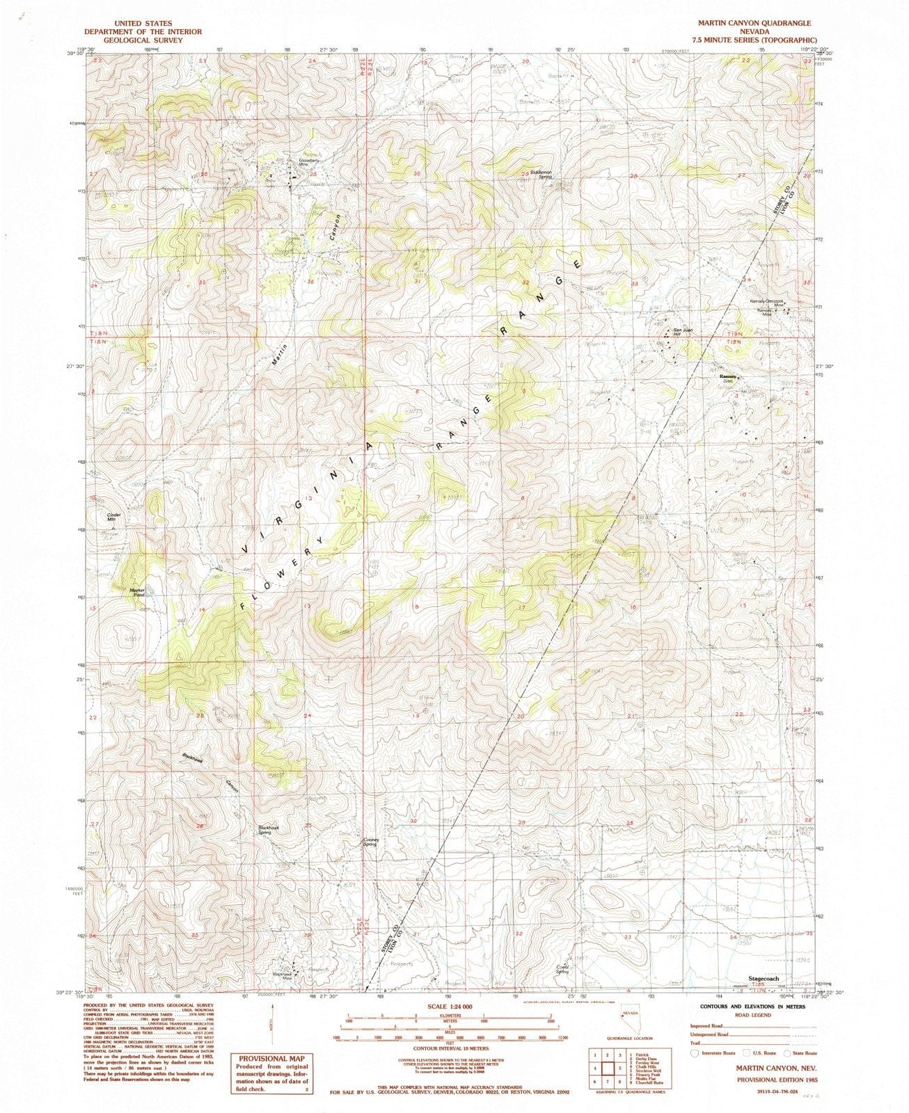 1985 Martin Canyon, NV - Nevada - USGS Topographic Map