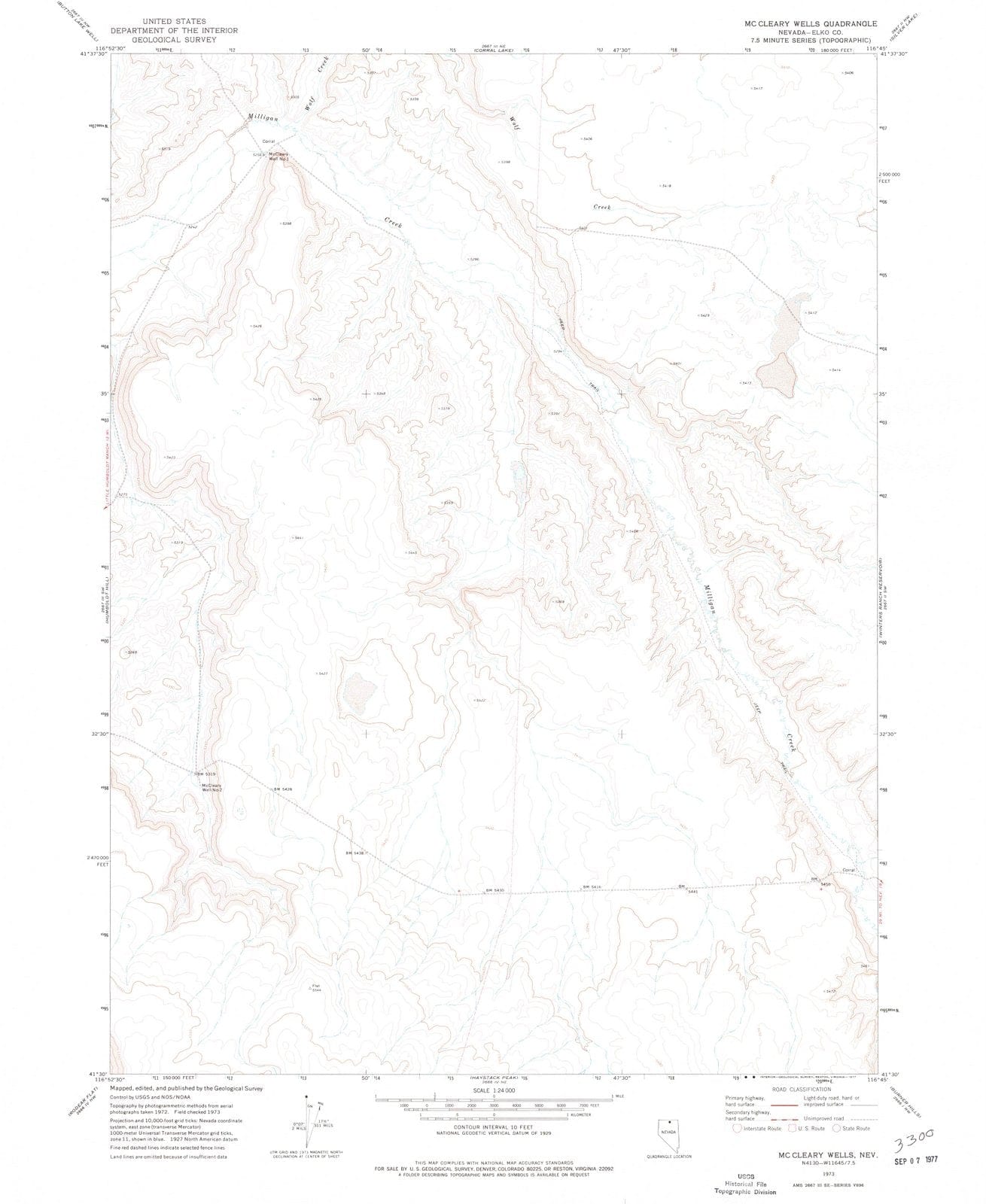 1973 McCleary Wells, NV - Nevada - USGS Topographic Map