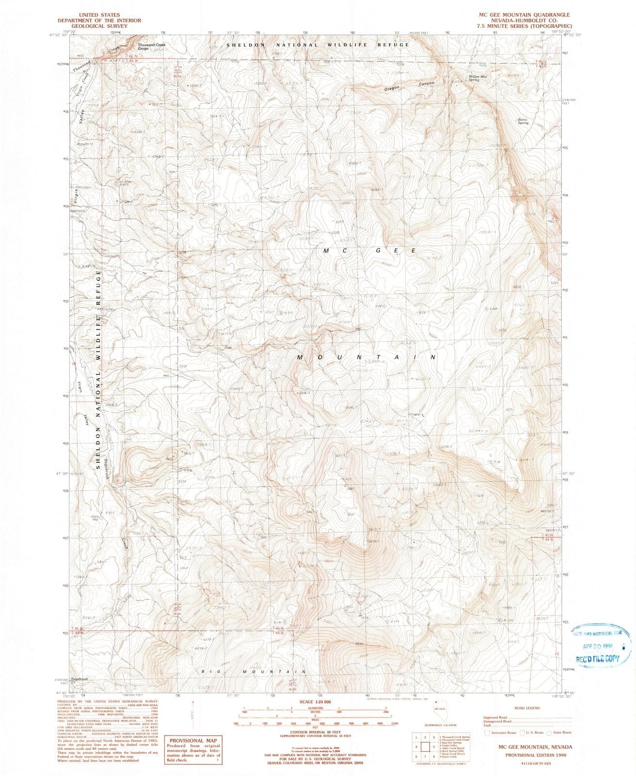 1990 McGee Mountain, NV - Nevada - USGS Topographic Map