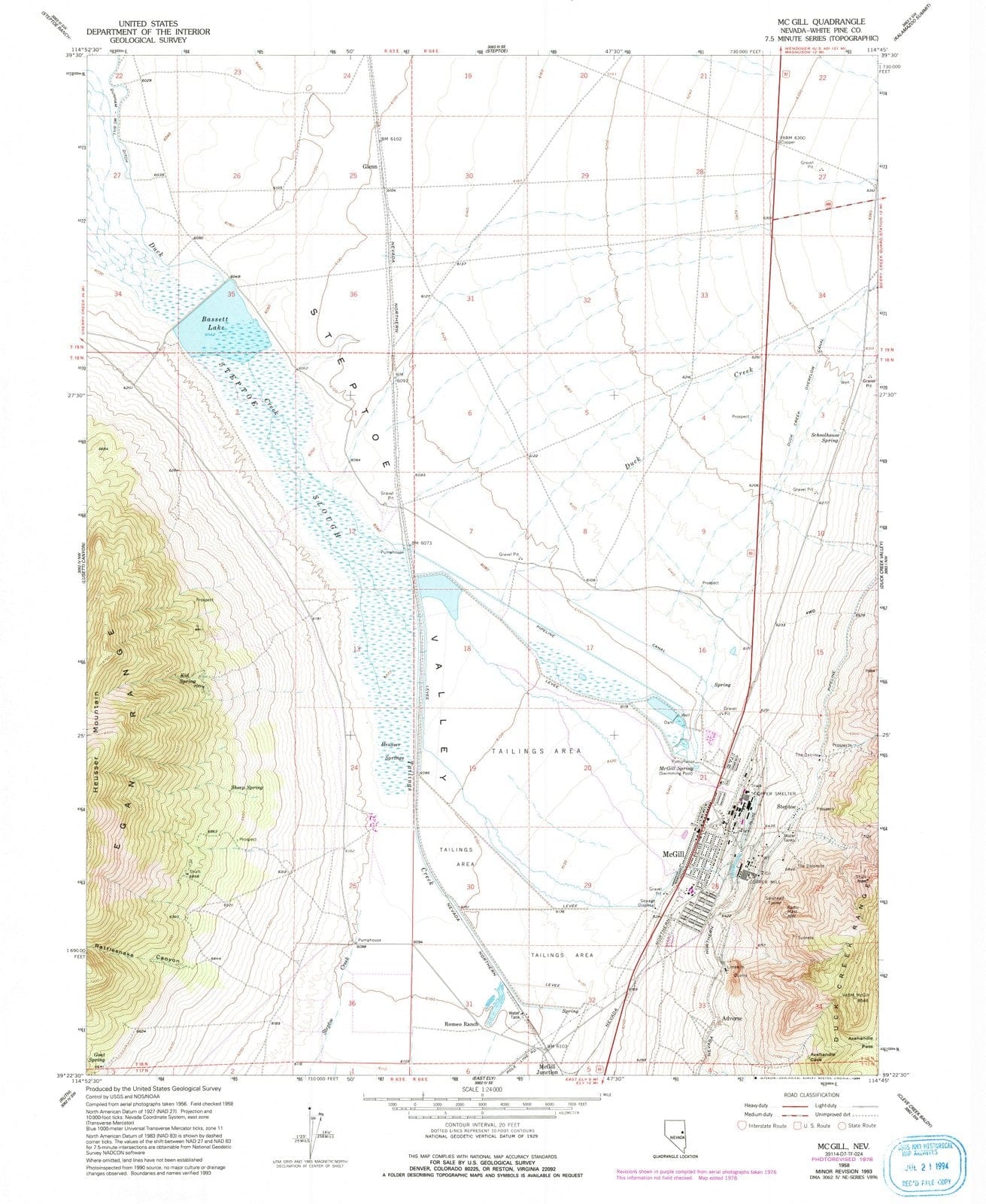 1958 McGill, NV - Nevada - USGS Topographic Map