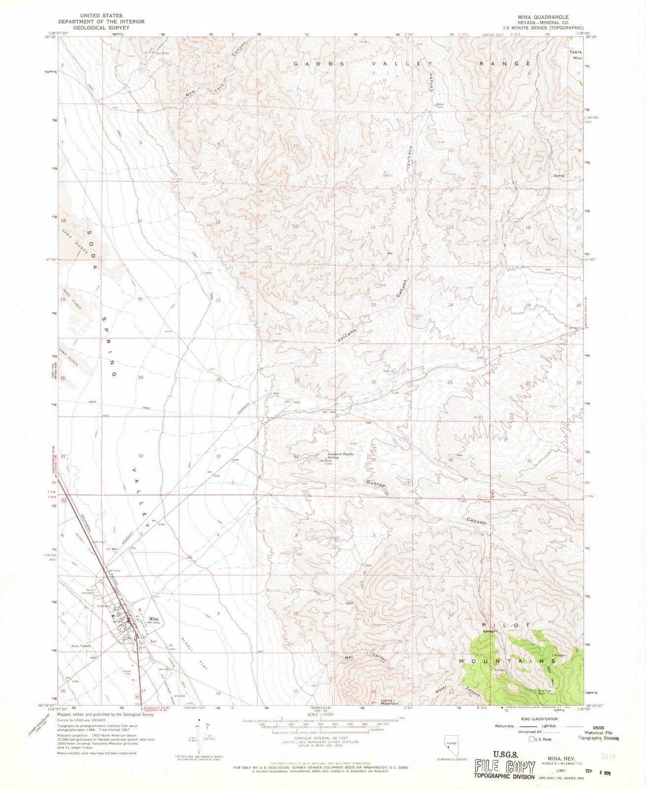 1967 Mina, NV - Nevada - USGS Topographic Map v2