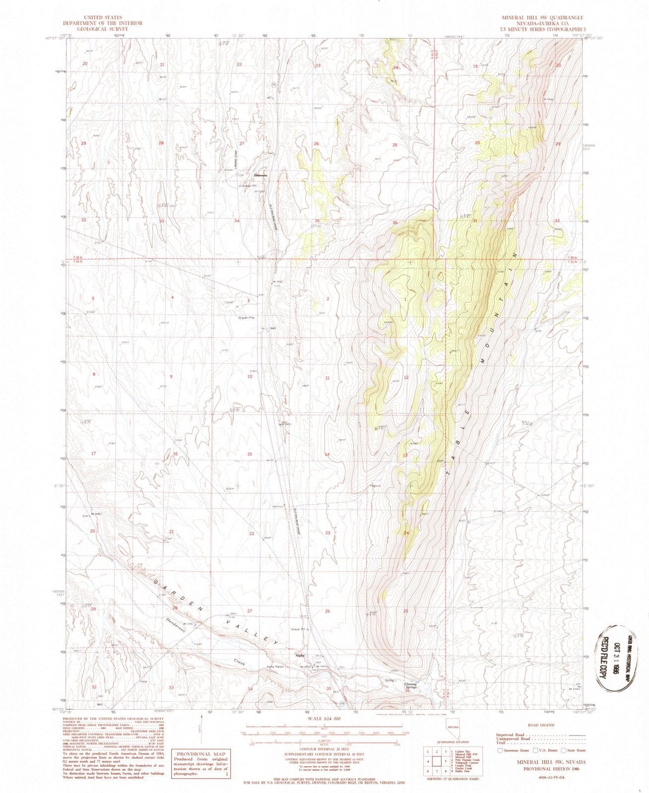 1986 Mineral Hill, NV - Nevada - USGS Topographic Map v2