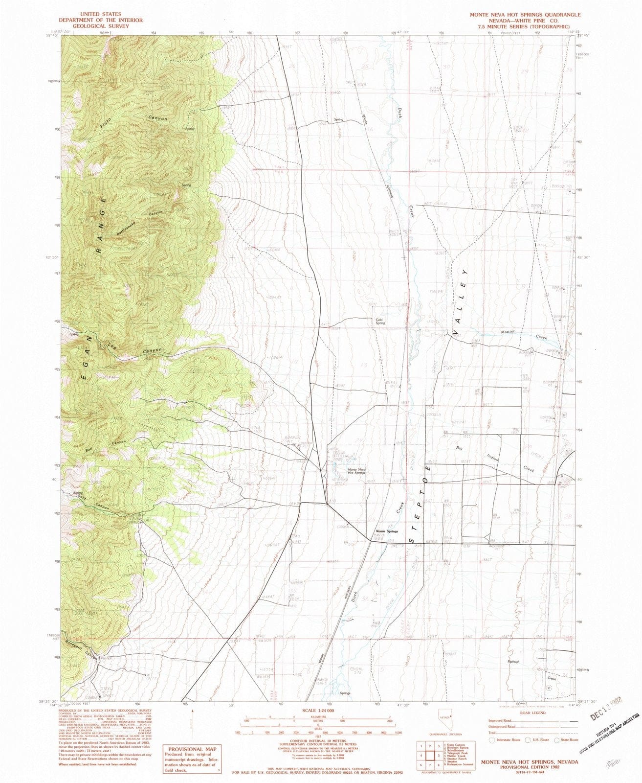 1982 Monteva Hot Springs, NV - Nevada - USGS Topographic Map
