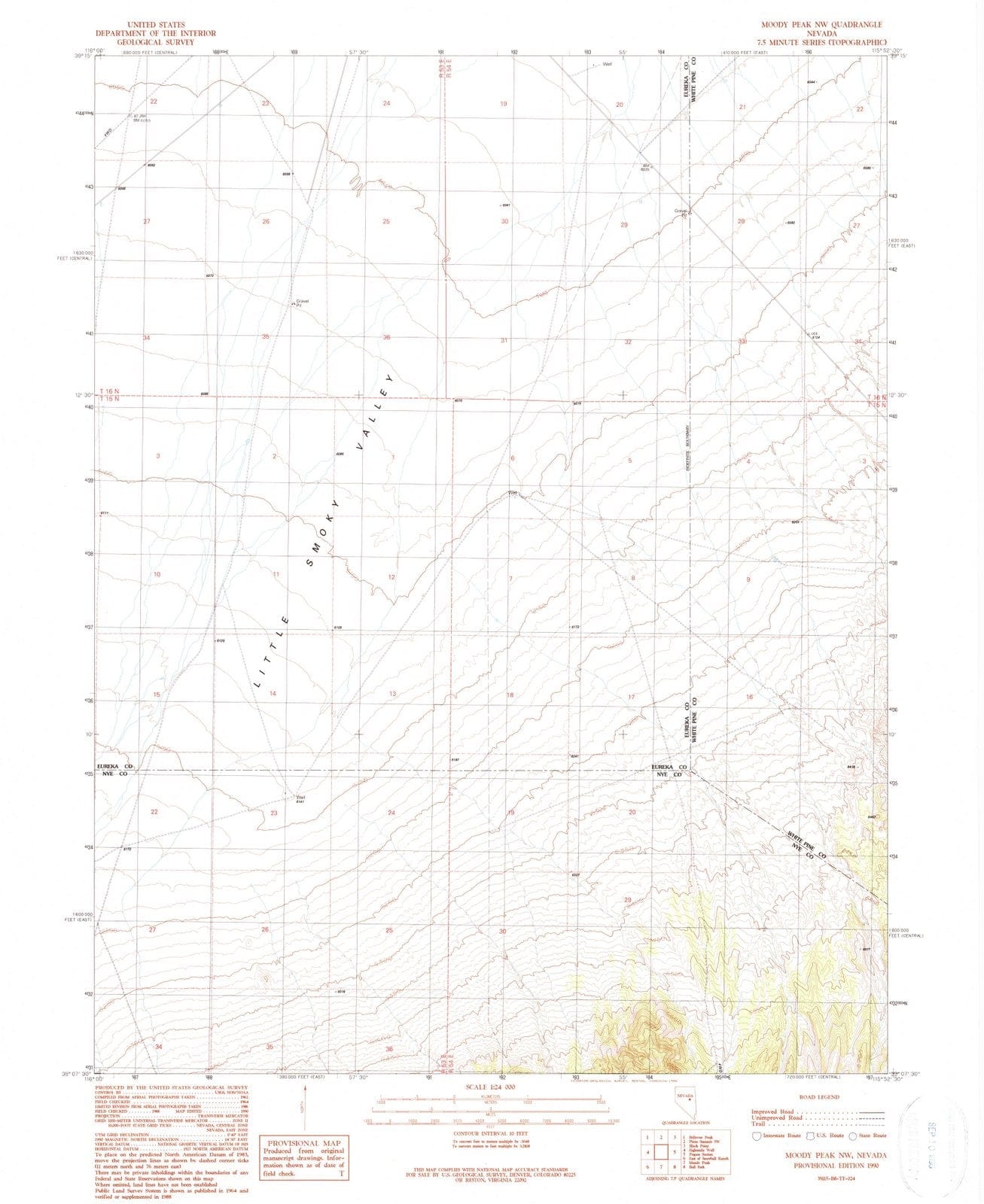 1990 Moody Peak, NV - Nevada - USGS Topographic Map