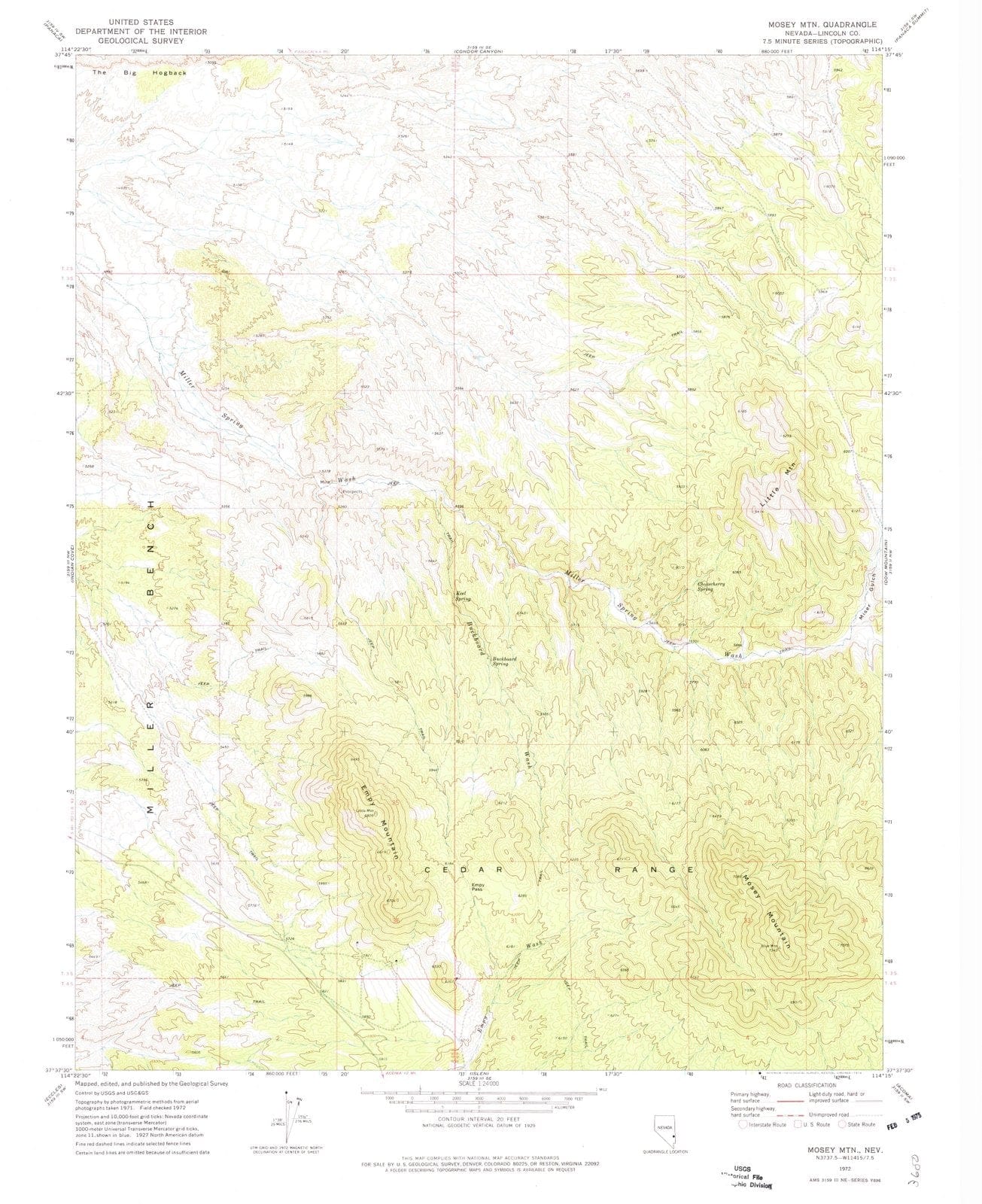 1972 Mosey MTN, NV - Nevada - USGS Topographic Map