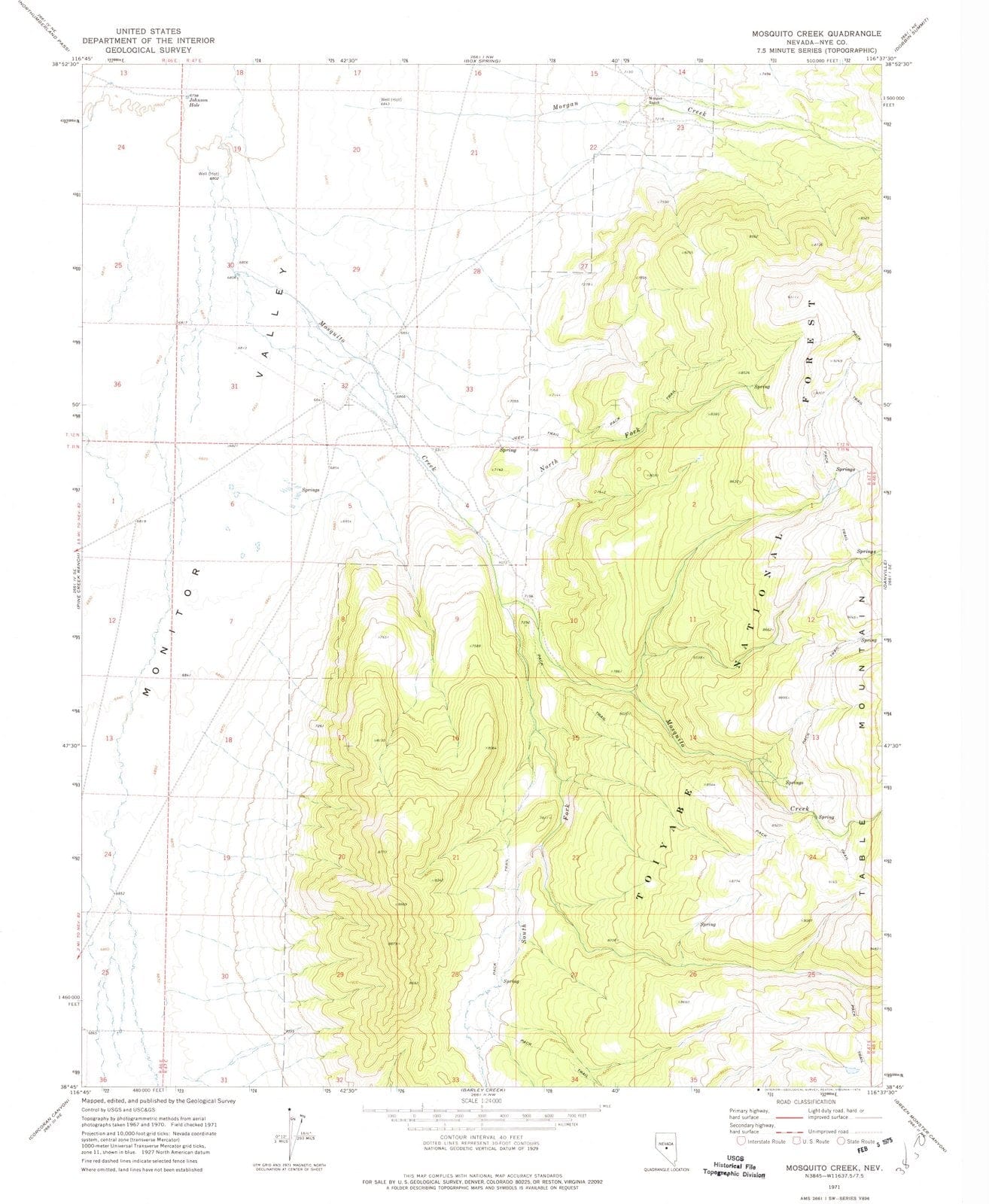 1971 Mosquito Creek, NV - Nevada - USGS Topographic Map