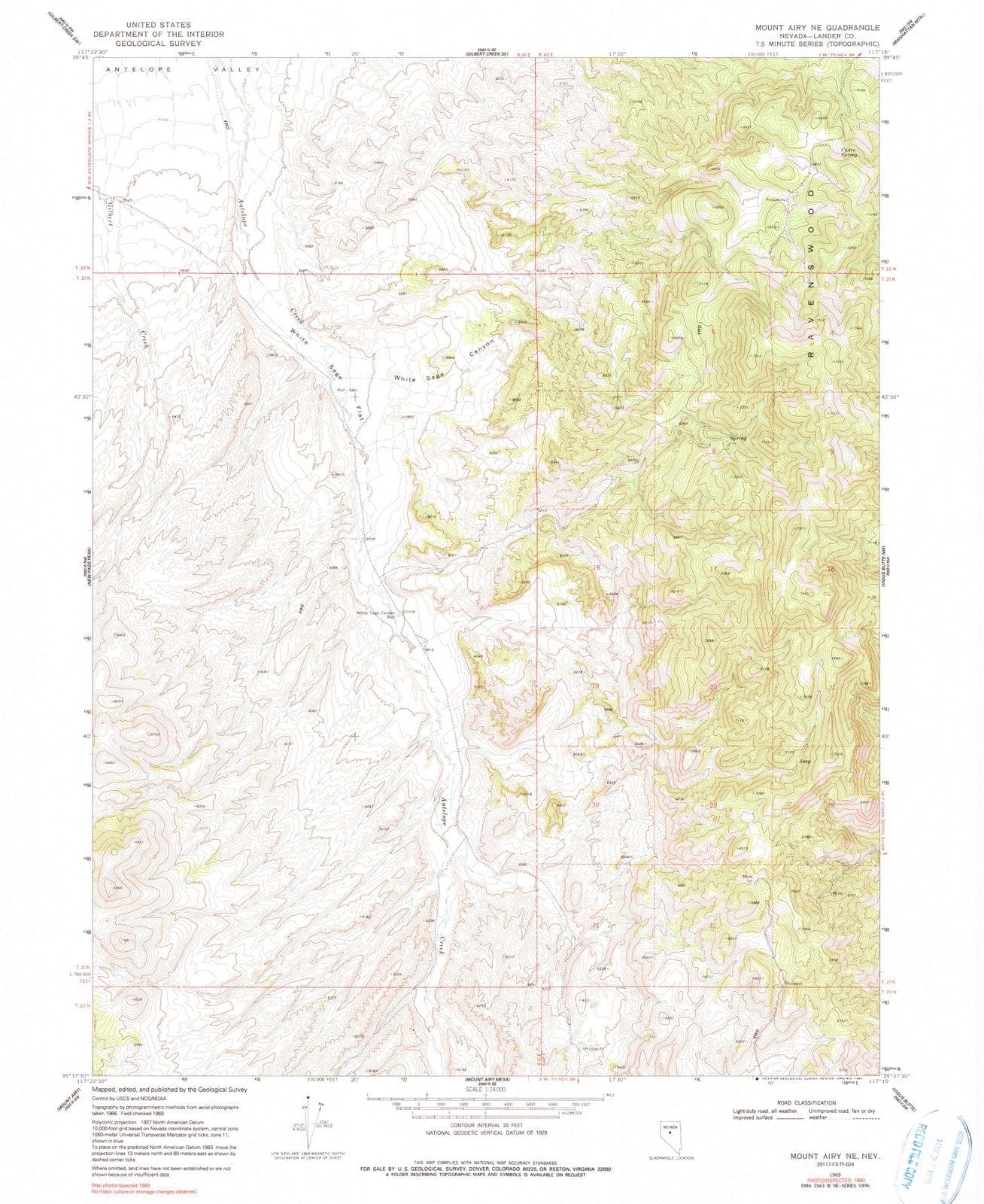 1969 Mount Airy, NV - Nevada - USGS Topographic Map