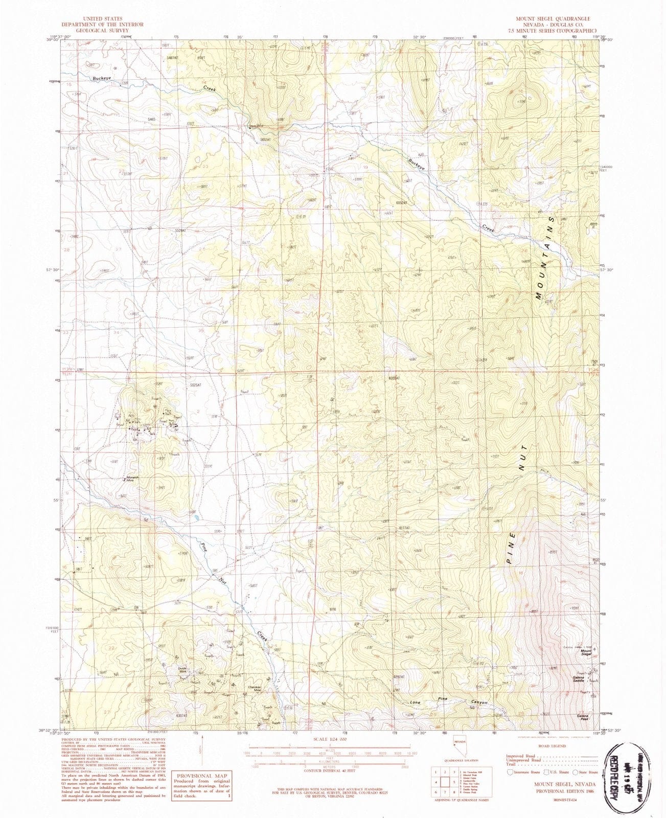 1986 Mount Siegel, NV - Nevada - USGS Topographic Map
