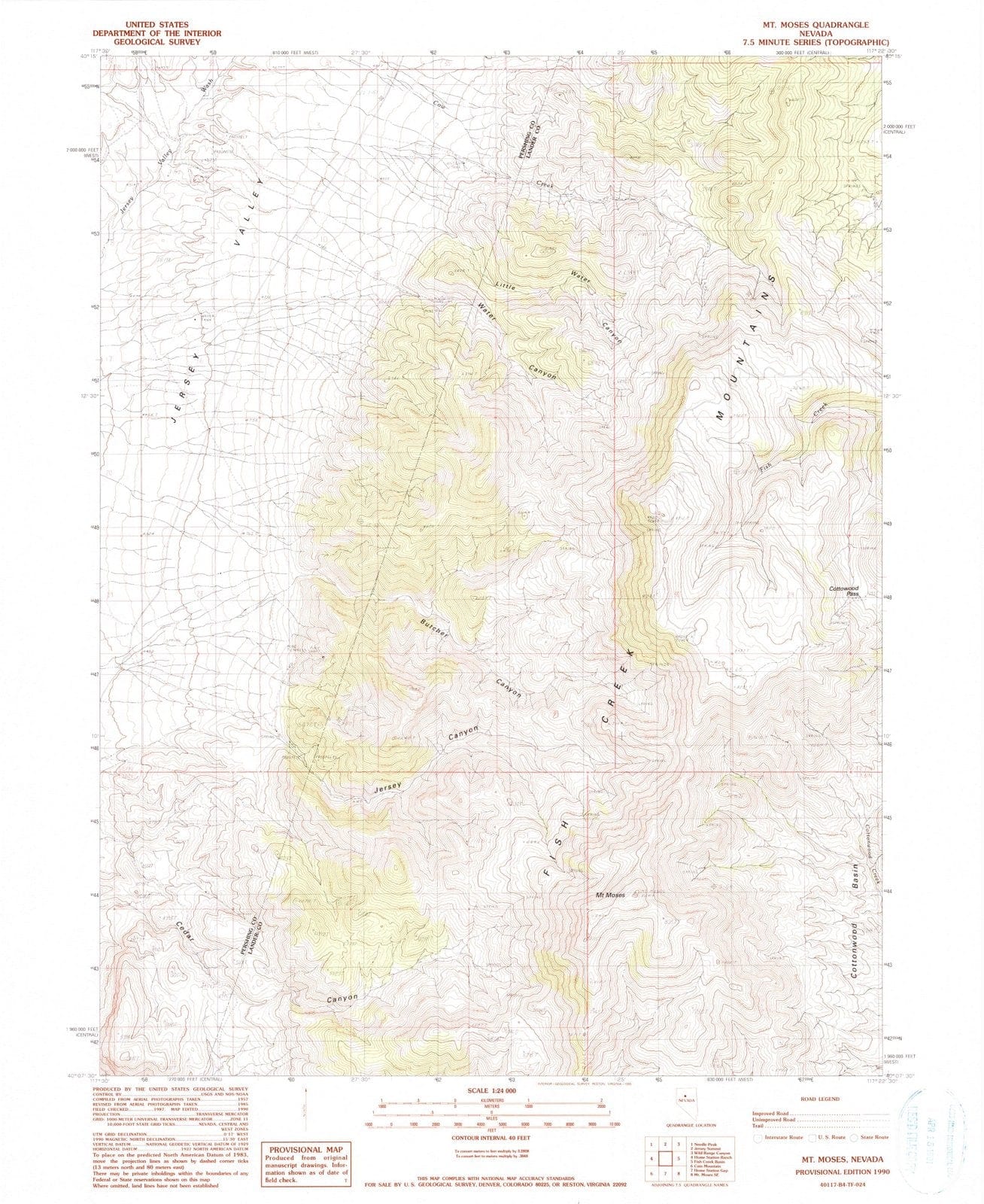 1990 Mt. Moses, NV - Nevada - USGS Topographic Map v2