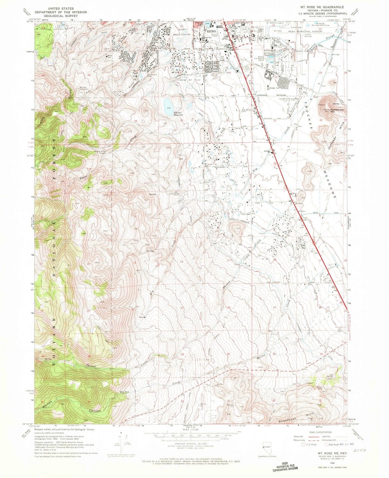 1969 Mt. Rose, NV - Nevada - USGS Topographic Map