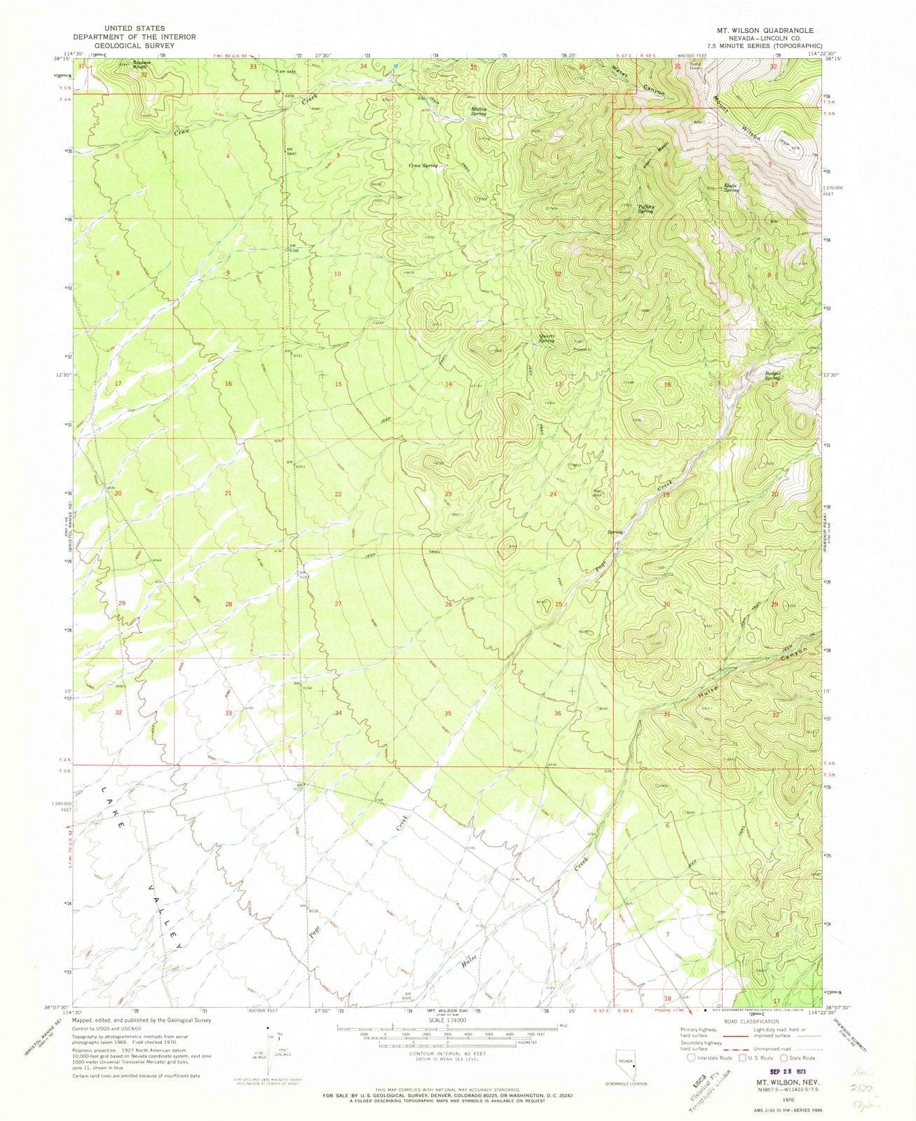 1970 Mt. Wilson, NV - Nevada - USGS Topographic Map v2