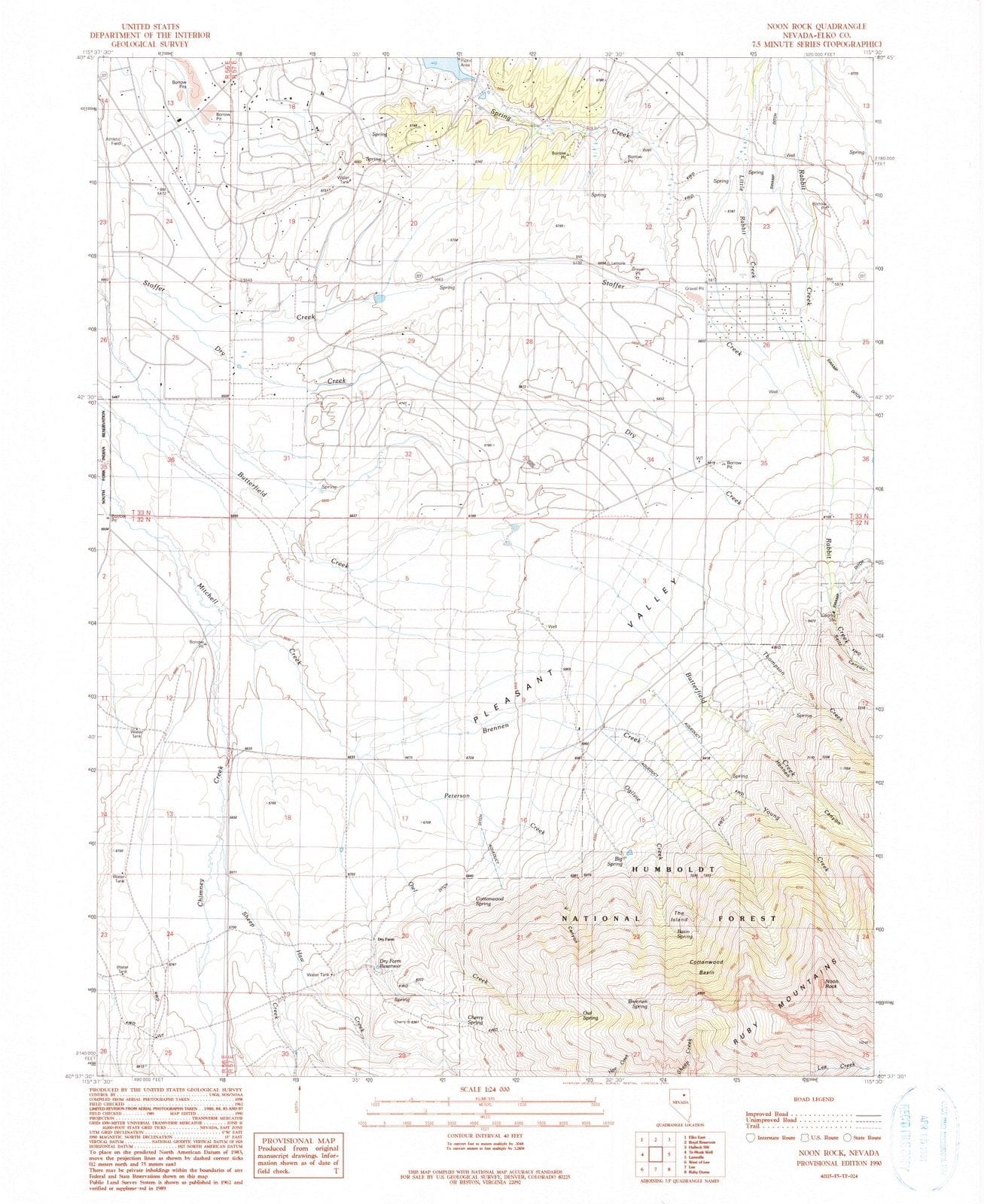 1990 Noon Rock, NV - Nevada - USGS Topographic Map