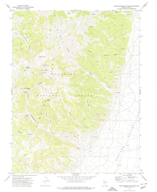 1971 Northumberland Pass, NV - Nevada - USGS Topographic Map