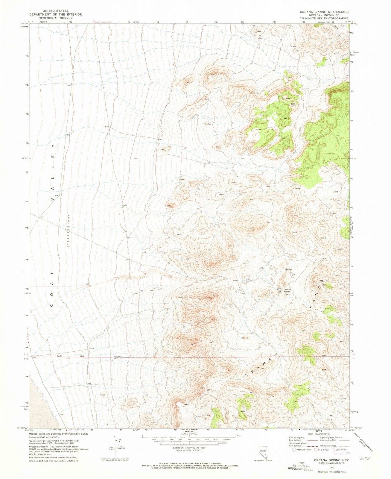 1970 Oreana Spring, NV - Nevada - USGS Topographic Map