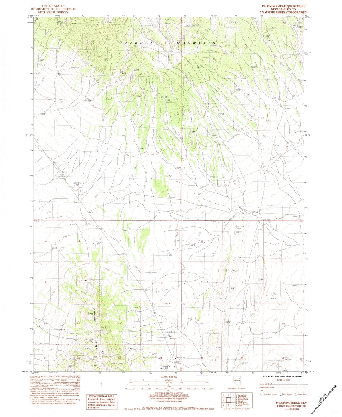 1984 Palomino Ridge, NV - Nevada - USGS Topographic Map
