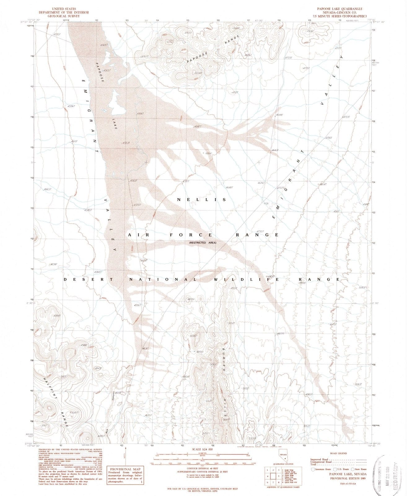 1989 Papoose Lake, NV - Nevada - USGS Topographic Map