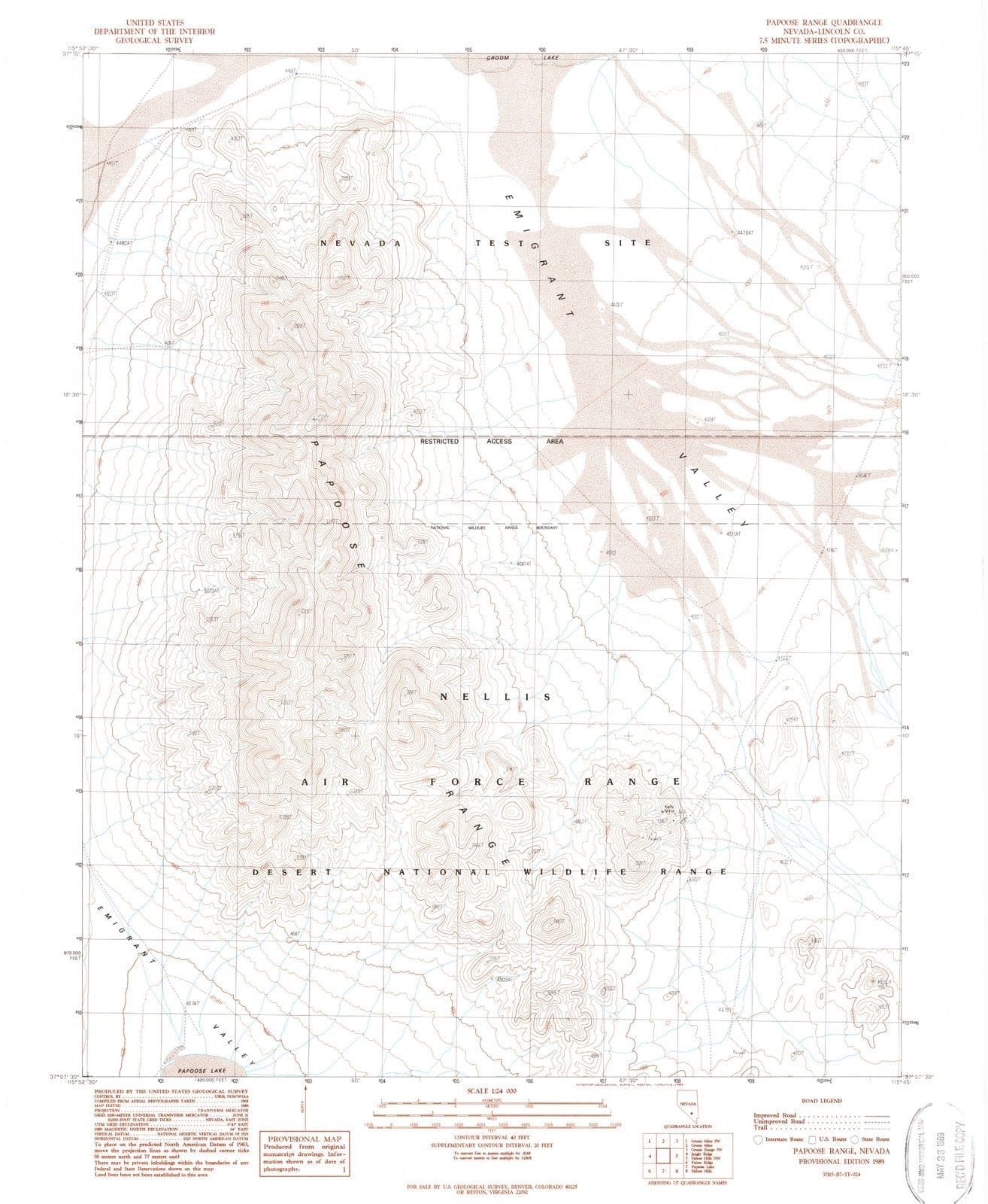 1989 Papoose Range, NV - Nevada - USGS Topographic Map