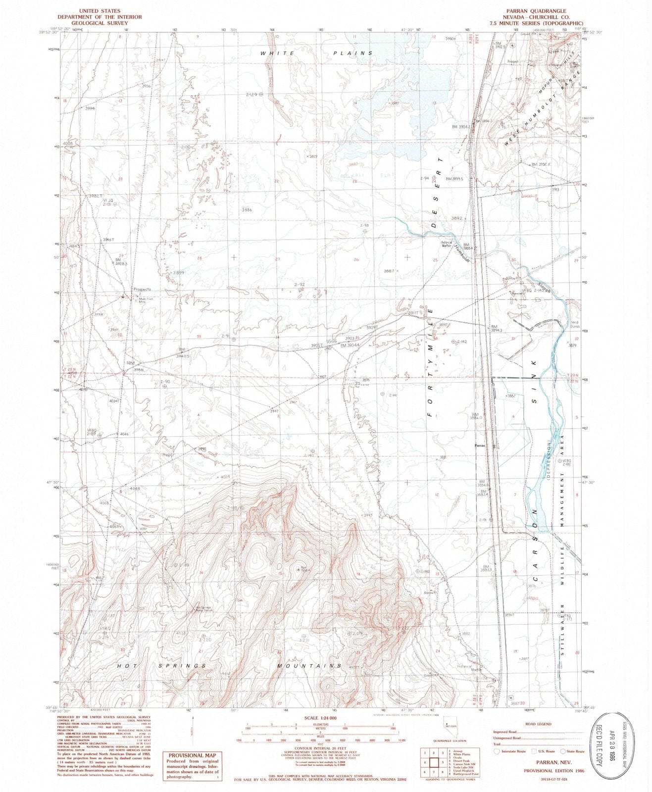 1986 Parran, NV - Nevada - USGS Topographic Map