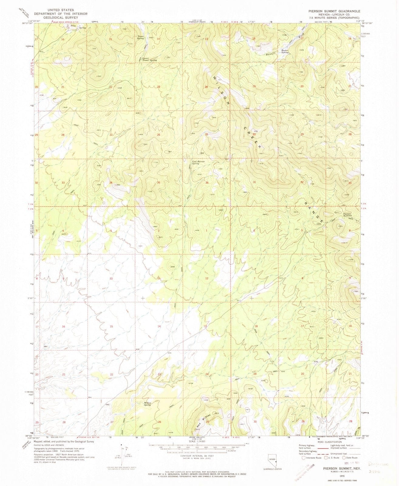 1970 Pierson Summit, NV - Nevada - USGS Topographic Map