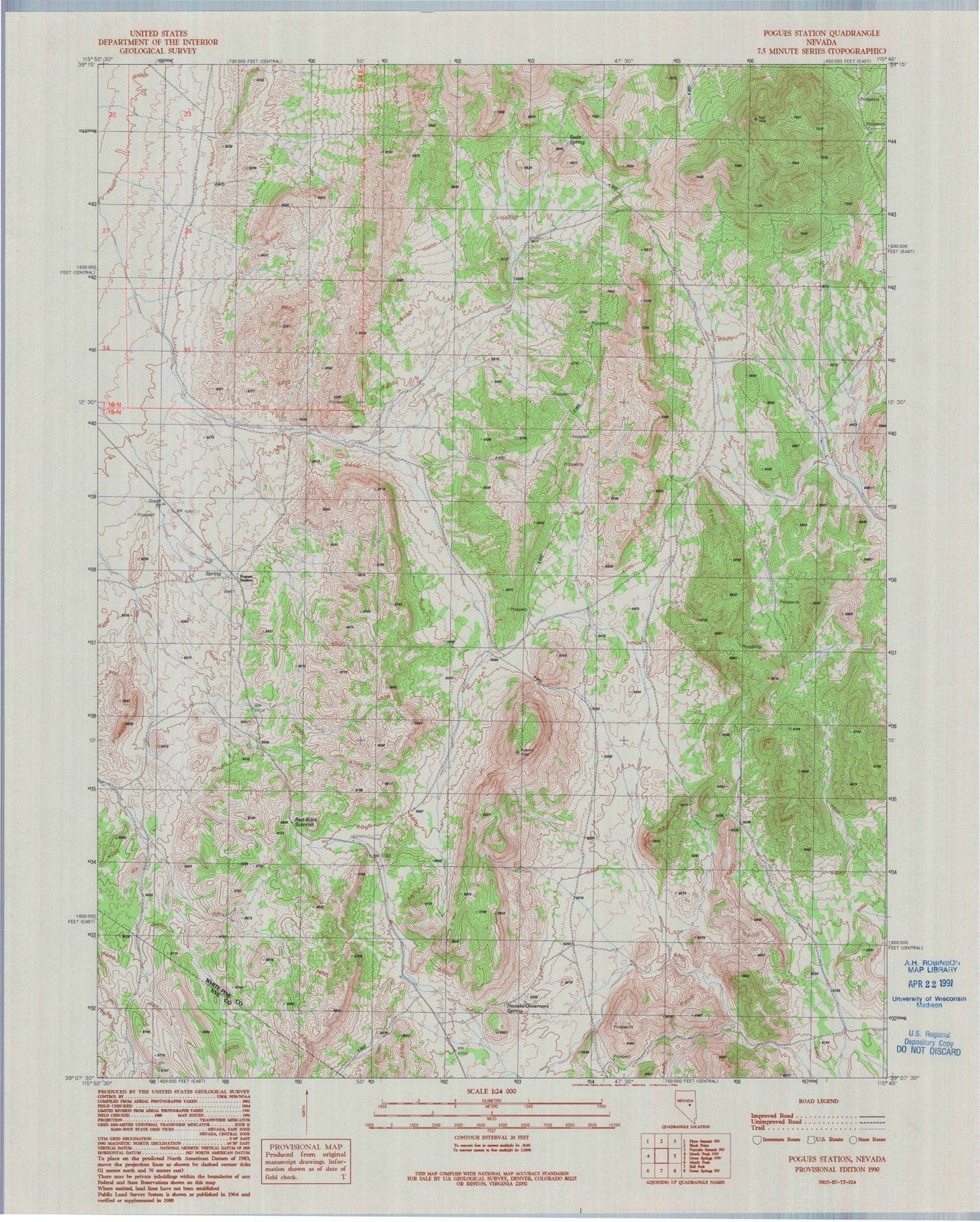 1990 Pogues Station, NV - Nevada - USGS Topographic Map