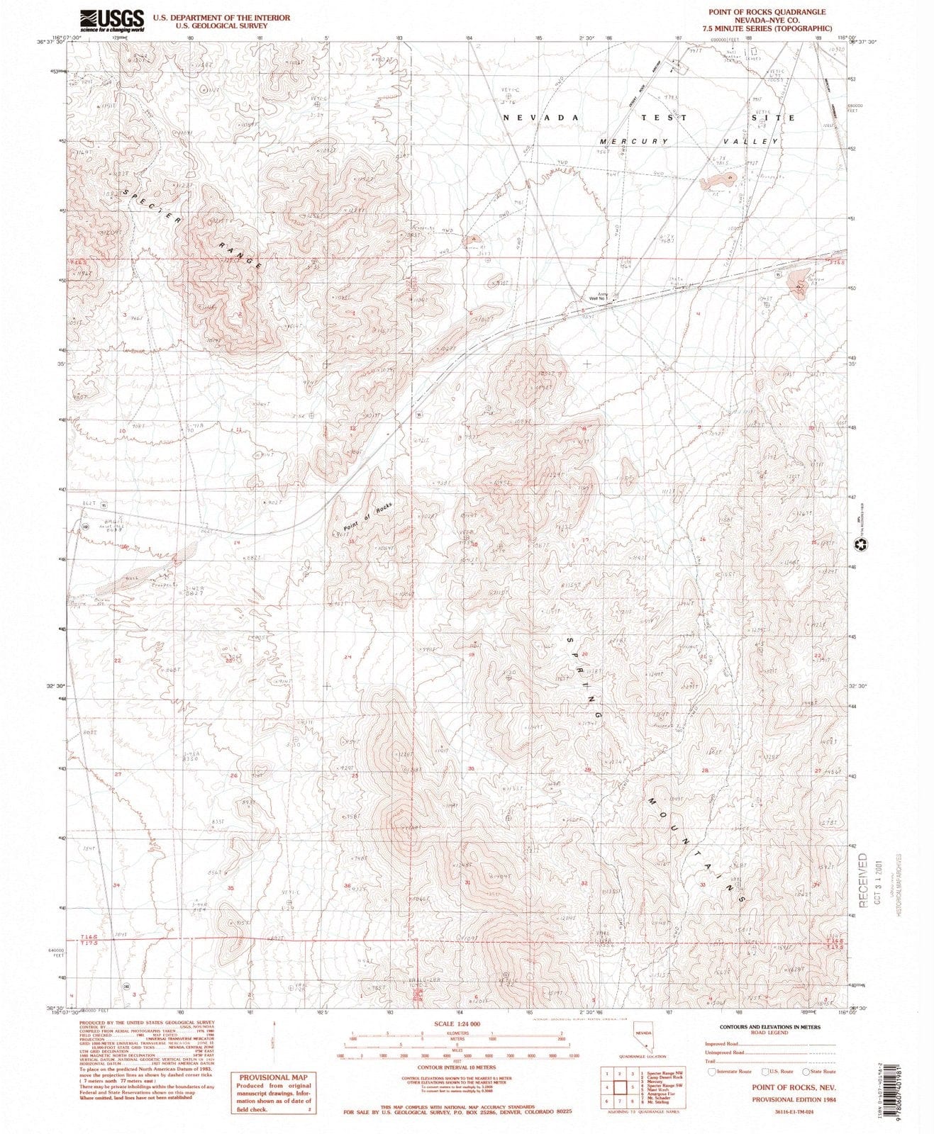 1984 Point of Rocks, NV - Nevada - USGS Topographic Map