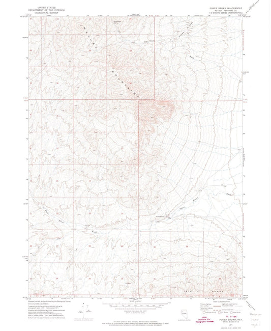 1971 Poker Brown, NV - Nevada - USGS Topographic Map