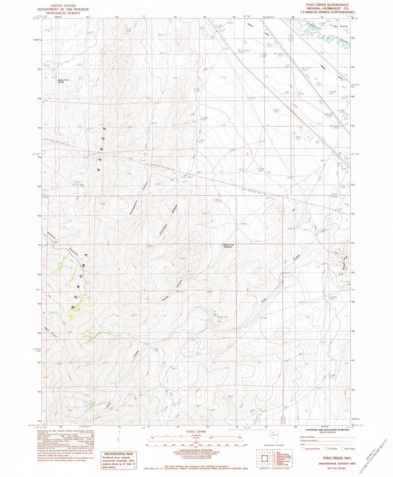 1983 Pole Creek, NV - Nevada - USGS Topographic Map