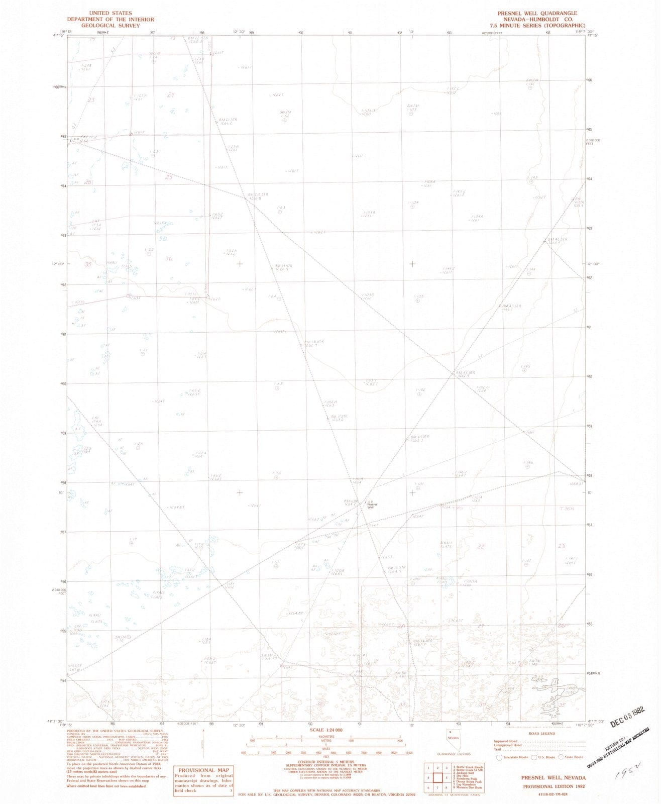 1982 Presnel Well, NV - Nevada - USGS Topographic Map