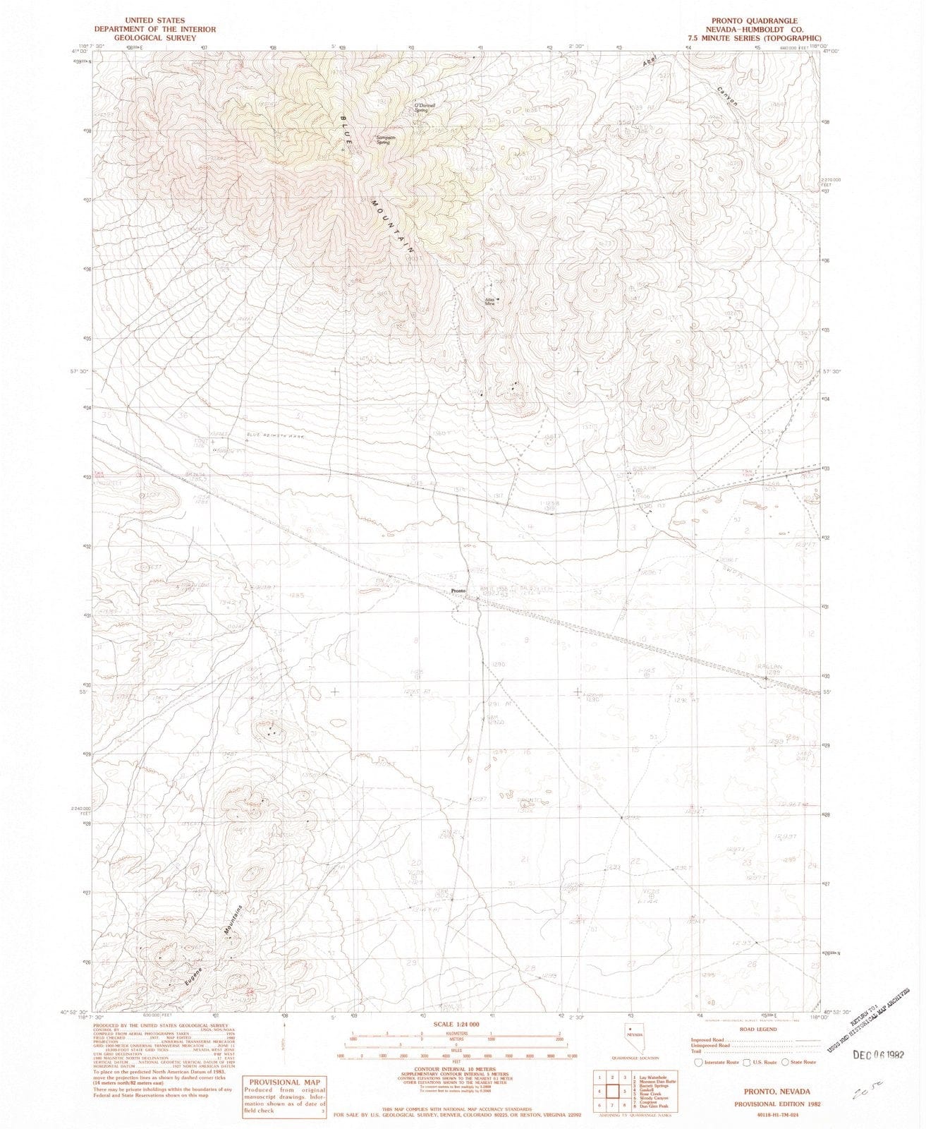 1982 Pronto, NV - Nevada - USGS Topographic Map