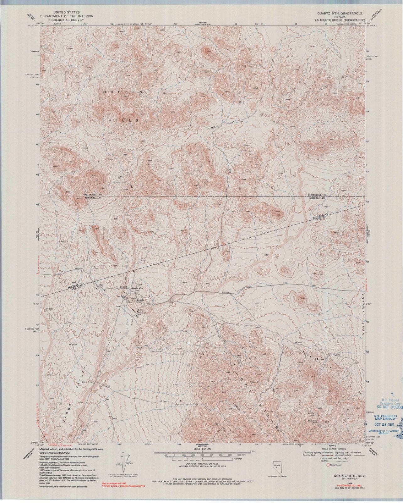 1969 Quartz MTN, NV - Nevada - USGS Topographic Map v3