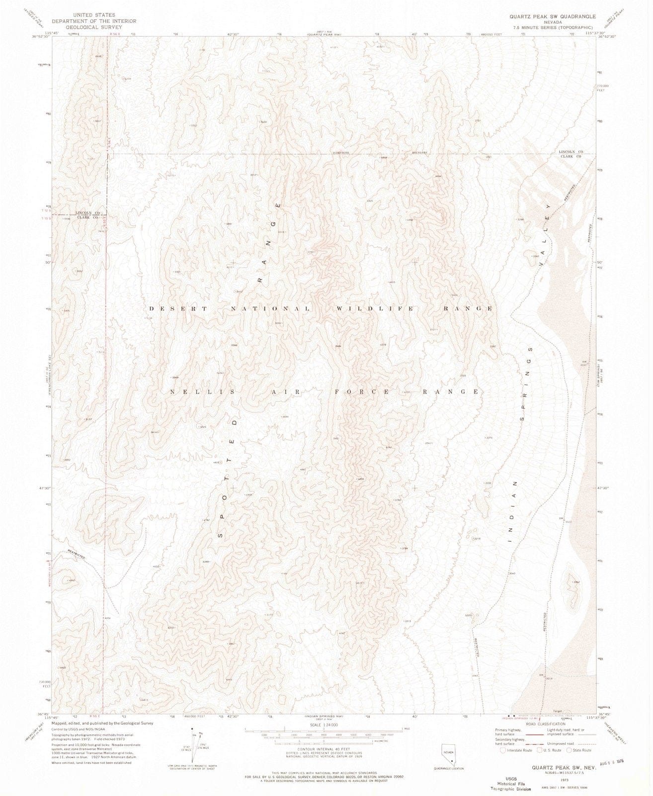 1973 Quartz Peak, NV - Nevada - USGS Topographic Map v2