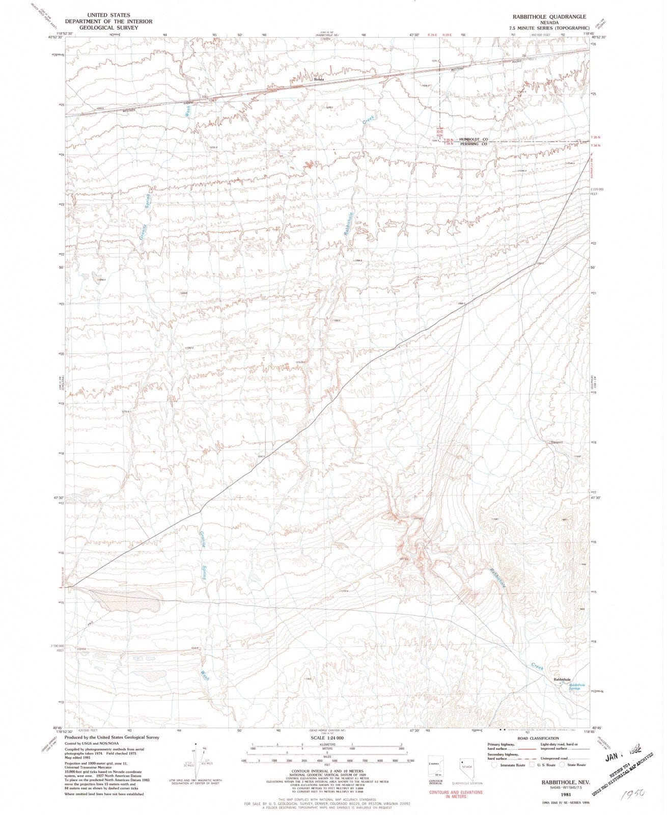 1981 Rabbithole, NV - Nevada - USGS Topographic Map v2