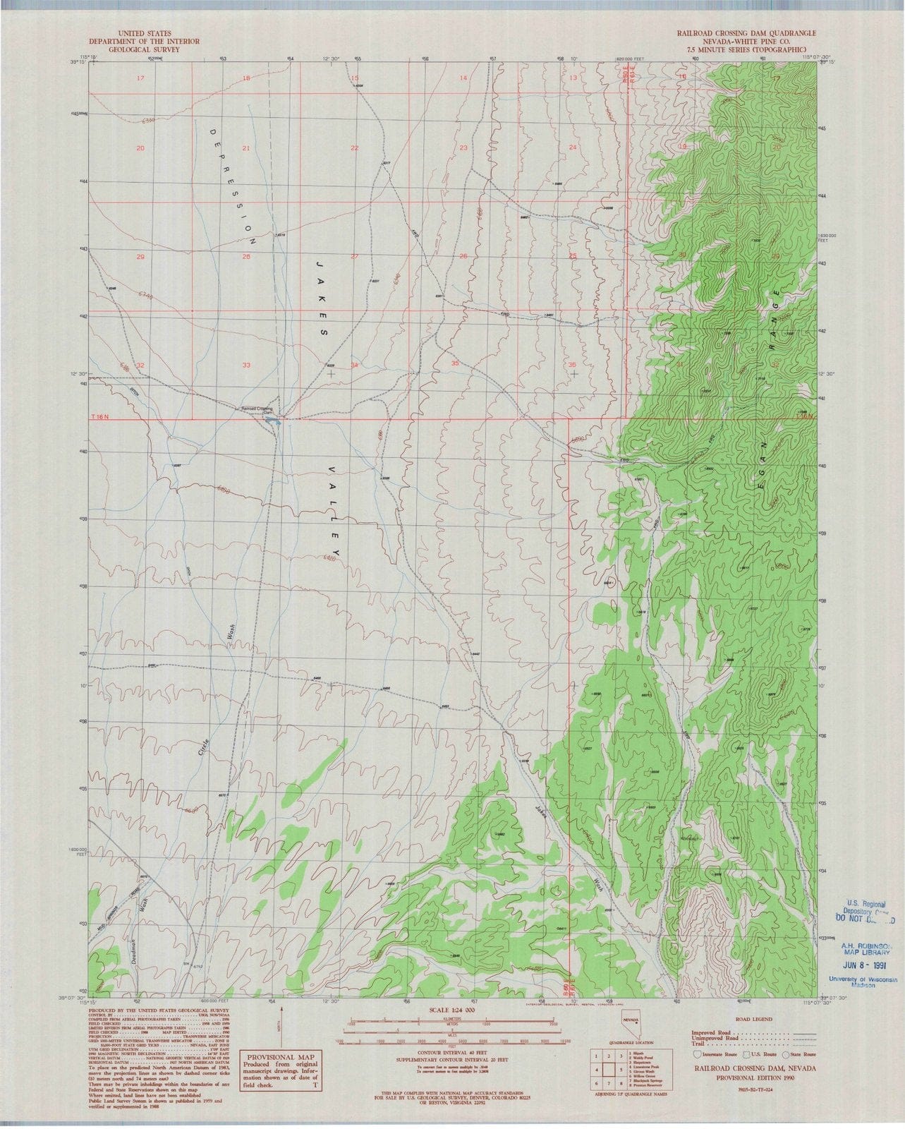 1990 Railroad Crossing Dam, NV - Nevada - USGS Topographic Map