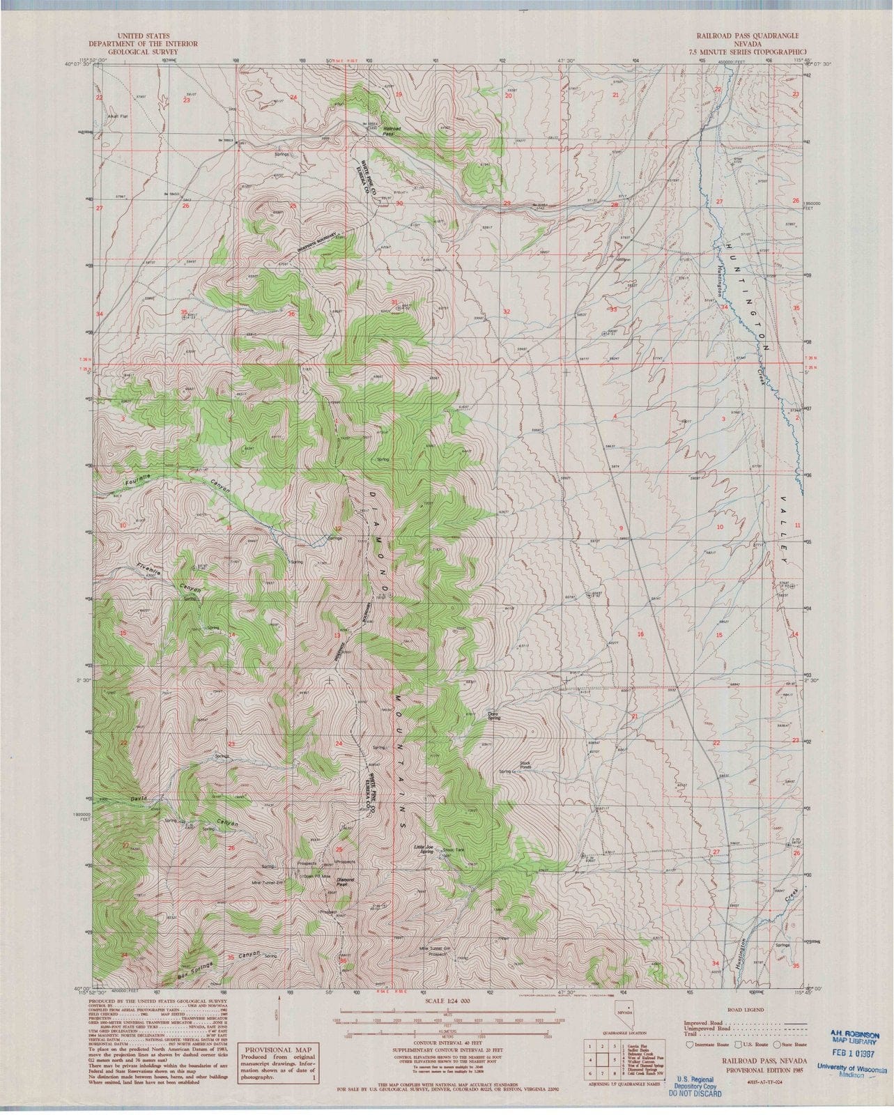 1985 Railroad Pass, NV - Nevada - USGS Topographic Map