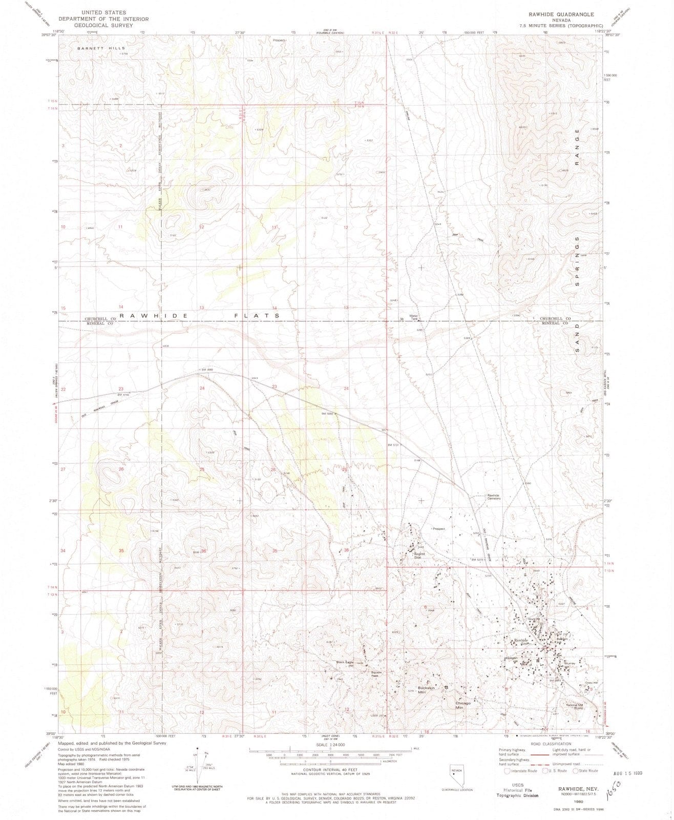 1980 Rawhide, NV - Nevada - USGS Topographic Map