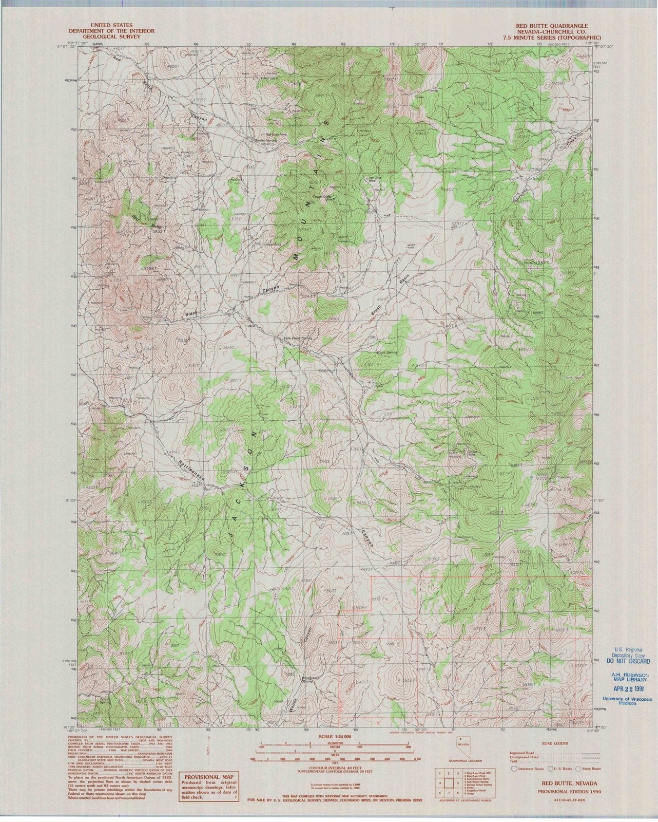 1990 Red Butte, NV - Nevada - USGS Topographic Map