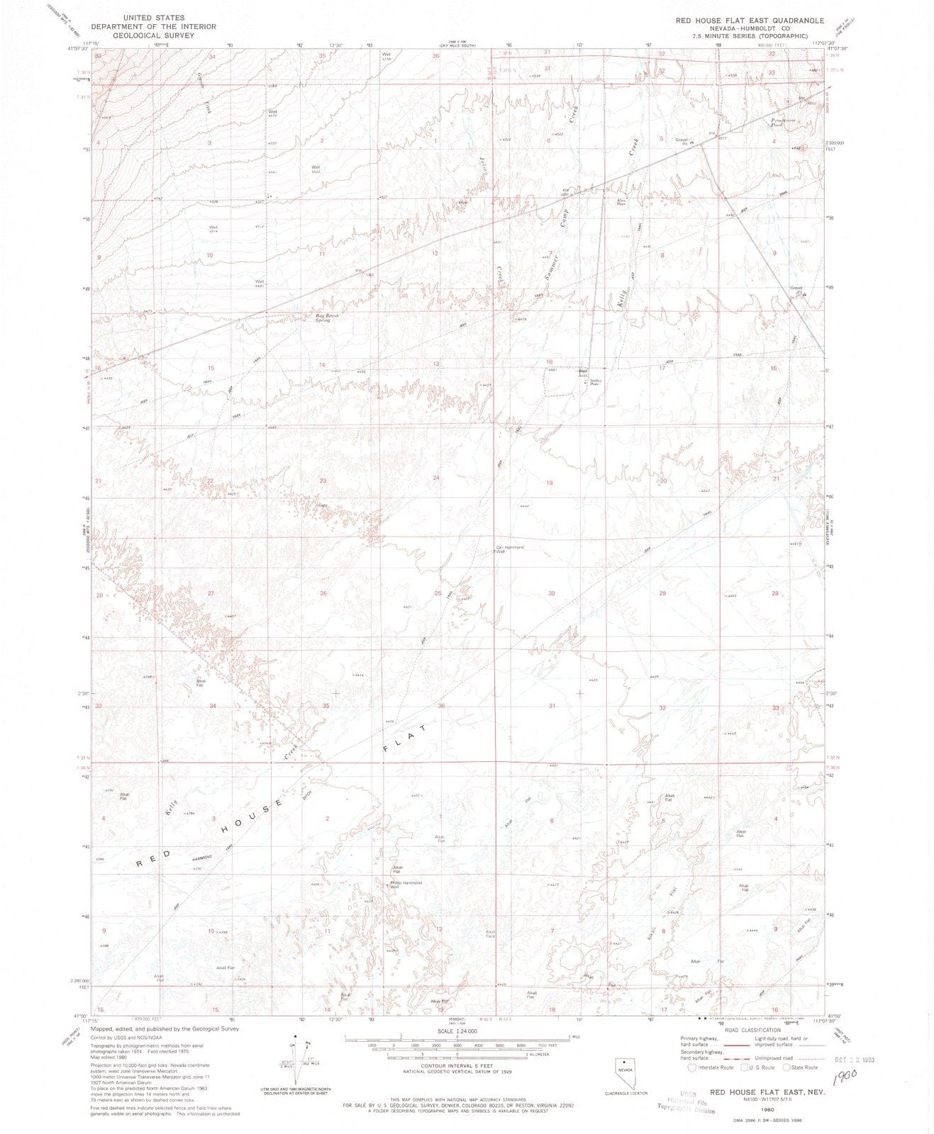 1980 Red House Flat East, NV - Nevada - USGS Topographic Map