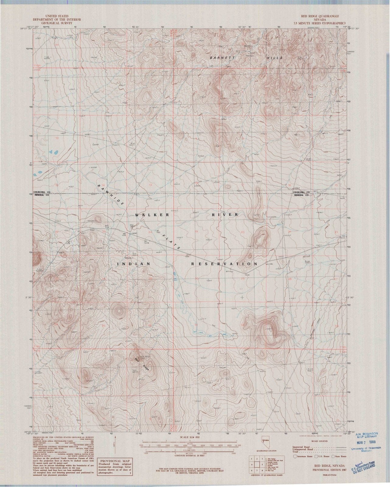 1987 Red Ridge, NV - Nevada - USGS Topographic Map