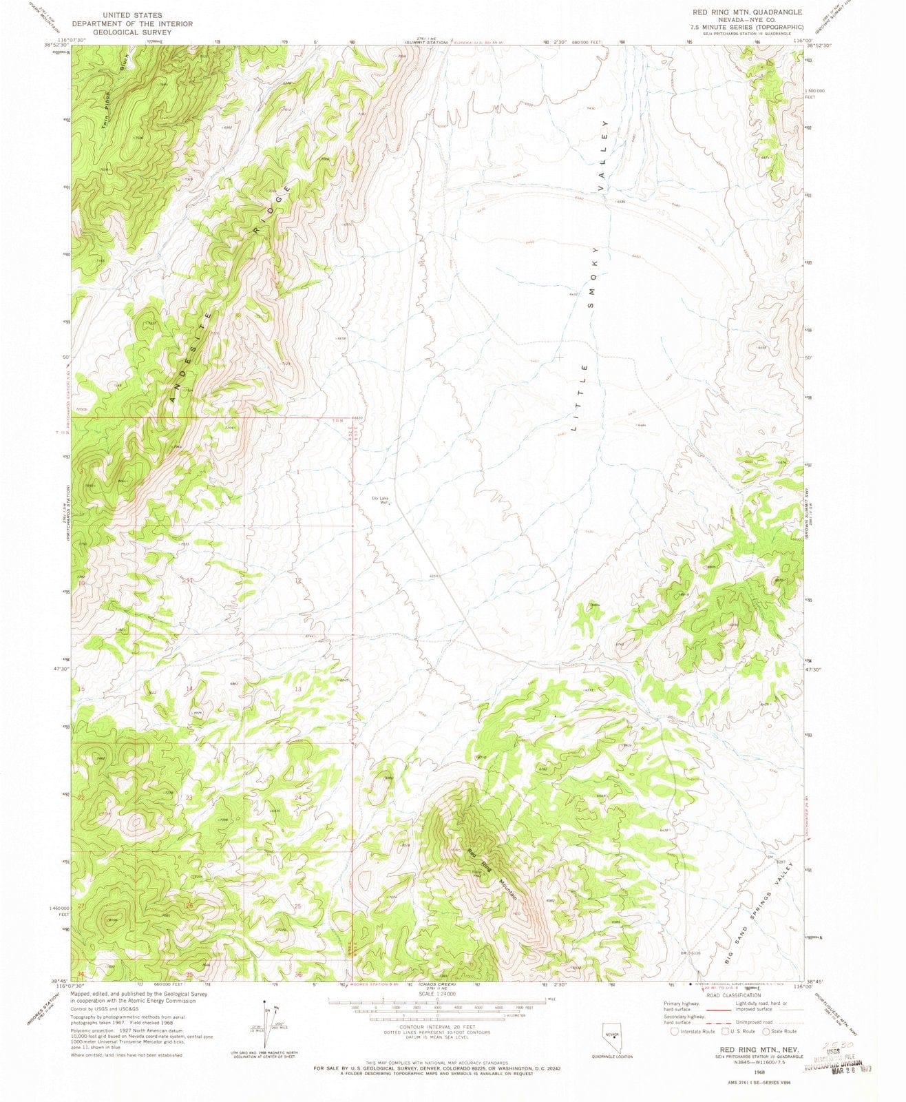 1968 Red Ring MTN, NV - Nevada - USGS Topographic Map