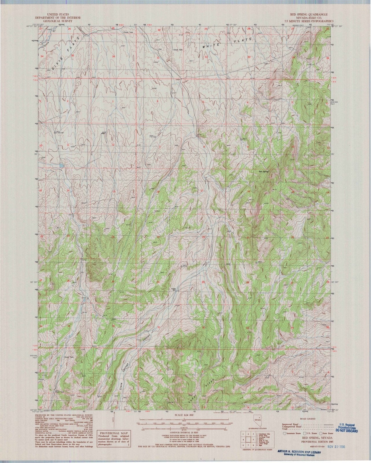 1985 Red Spring, NV - Nevada - USGS Topographic Map