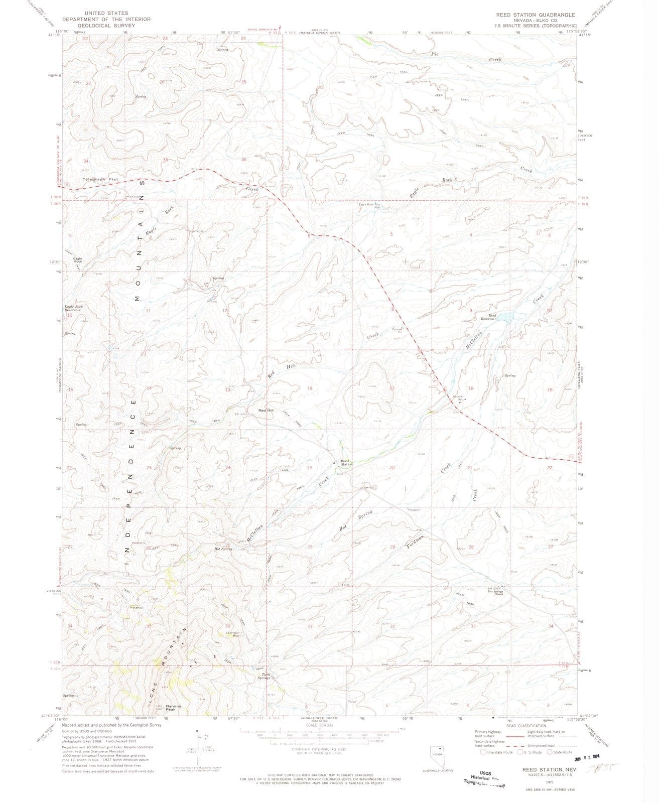 1971 Reed Station, NV - Nevada - USGS Topographic Map