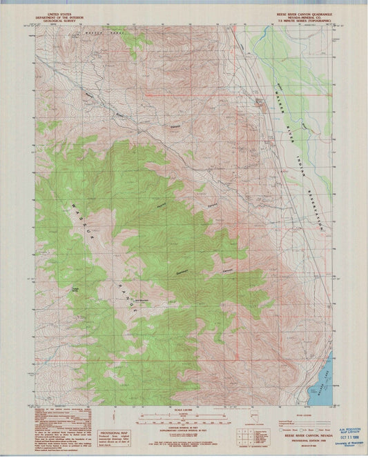 1988 Reese River Canyon, NV - Nevada - USGS Topographic Map