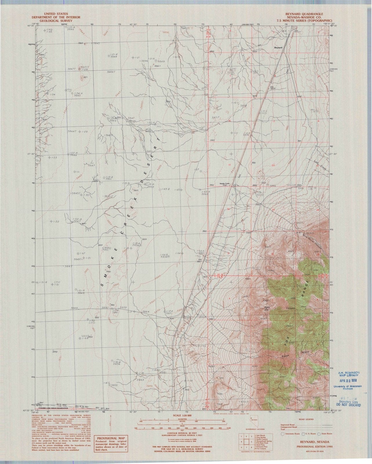 1990 Reynard, NV - Nevada - USGS Topographic Map