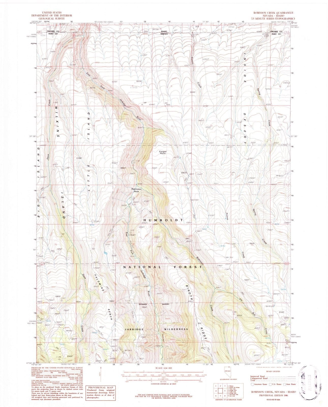 1986 Robinson Creek, NV - Nevada - USGS Topographic Map