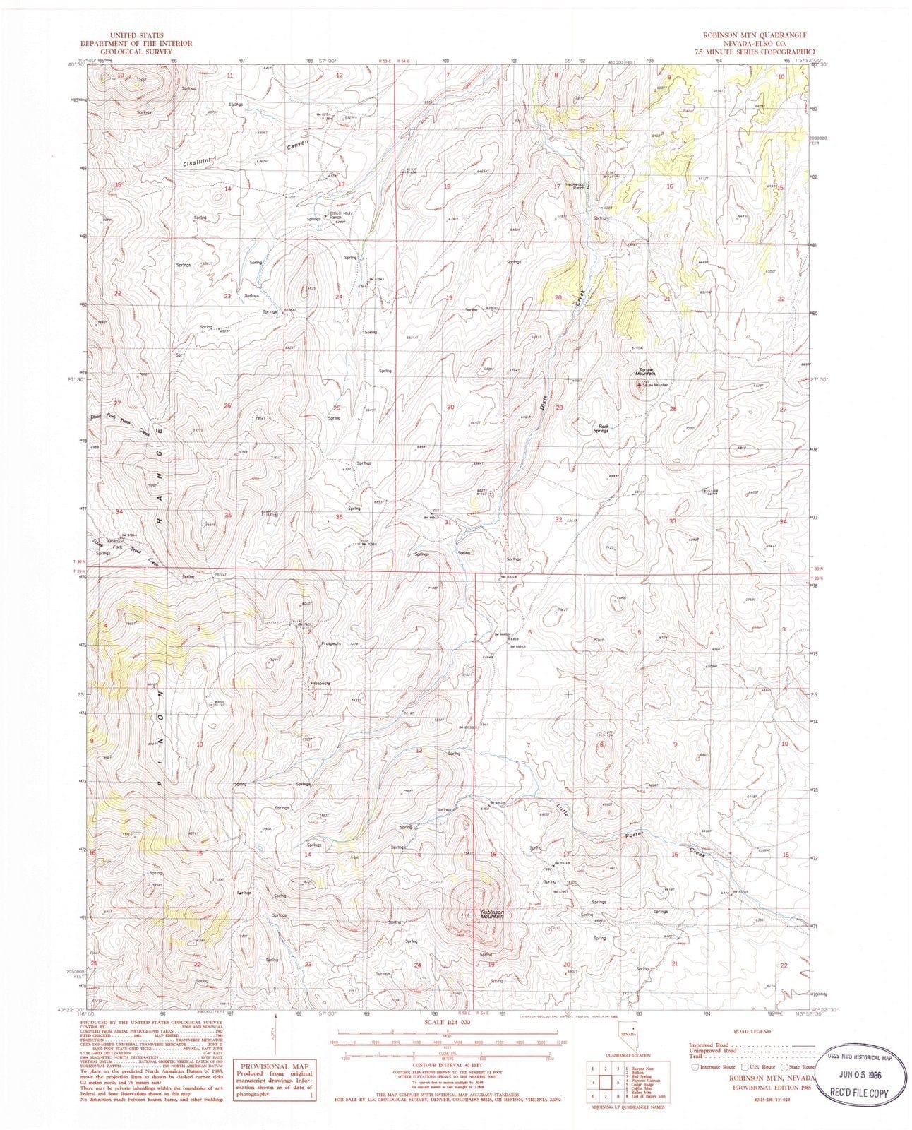 1985 Robinson MTN, NV - Nevada - USGS Topographic Map