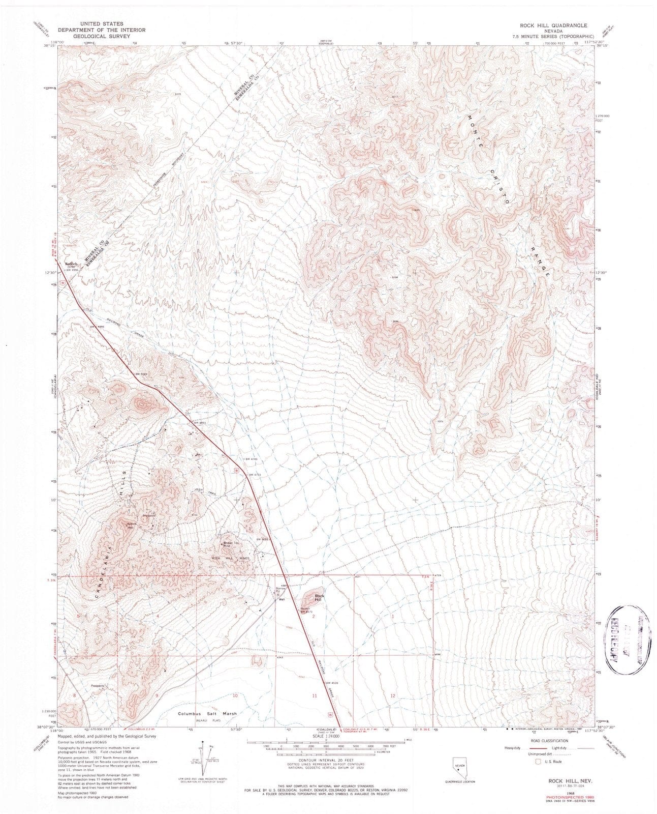 1968 Rock Hill, NV - Nevada - USGS Topographic Map