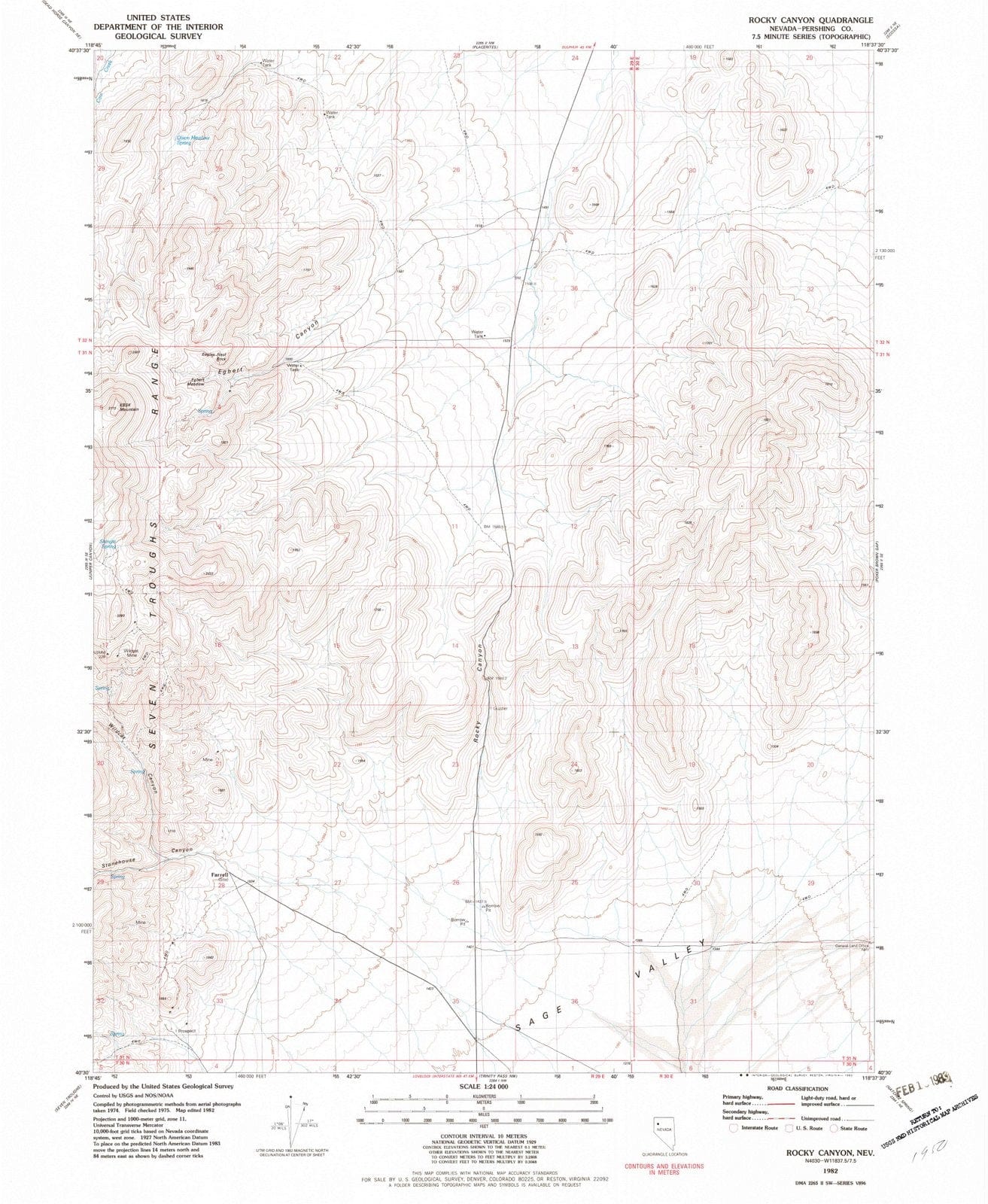 1982 Rocky Canyon, NV - Nevada - USGS Topographic Map