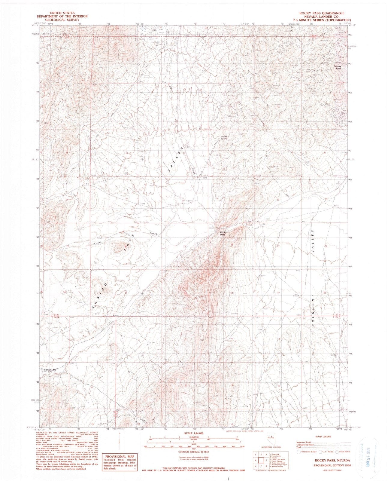 1990 Rocky Pass, NV - Nevada - USGS Topographic Map