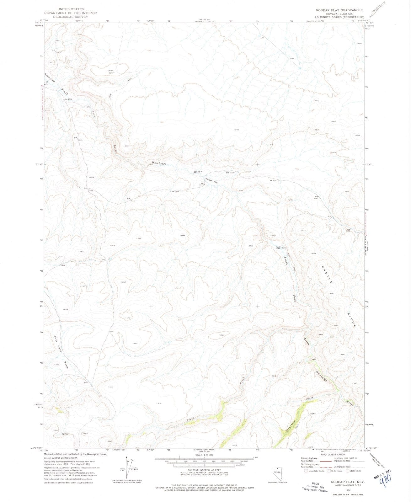 1973 Rodear Flat, NV - Nevada - USGS Topographic Map