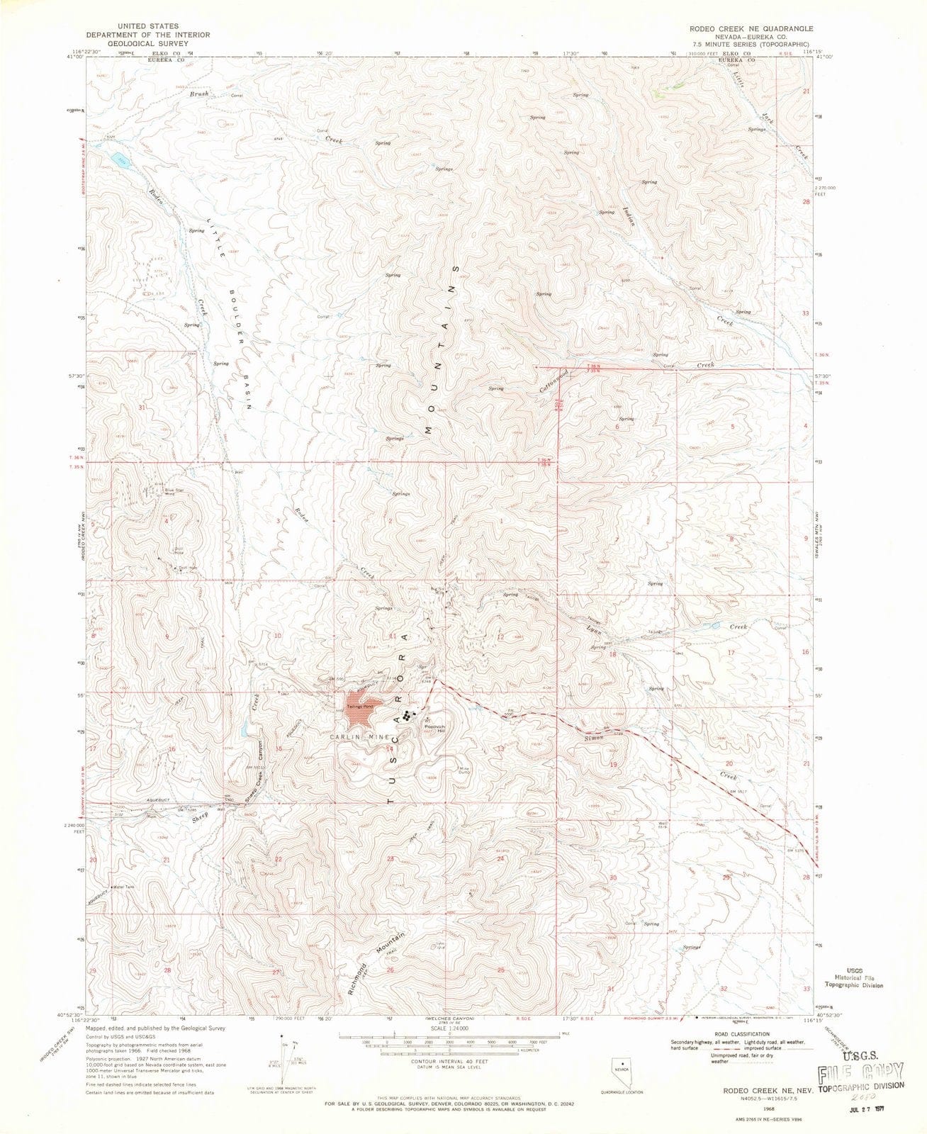 1968 Rodeo Creek, NV - Nevada - USGS Topographic Map